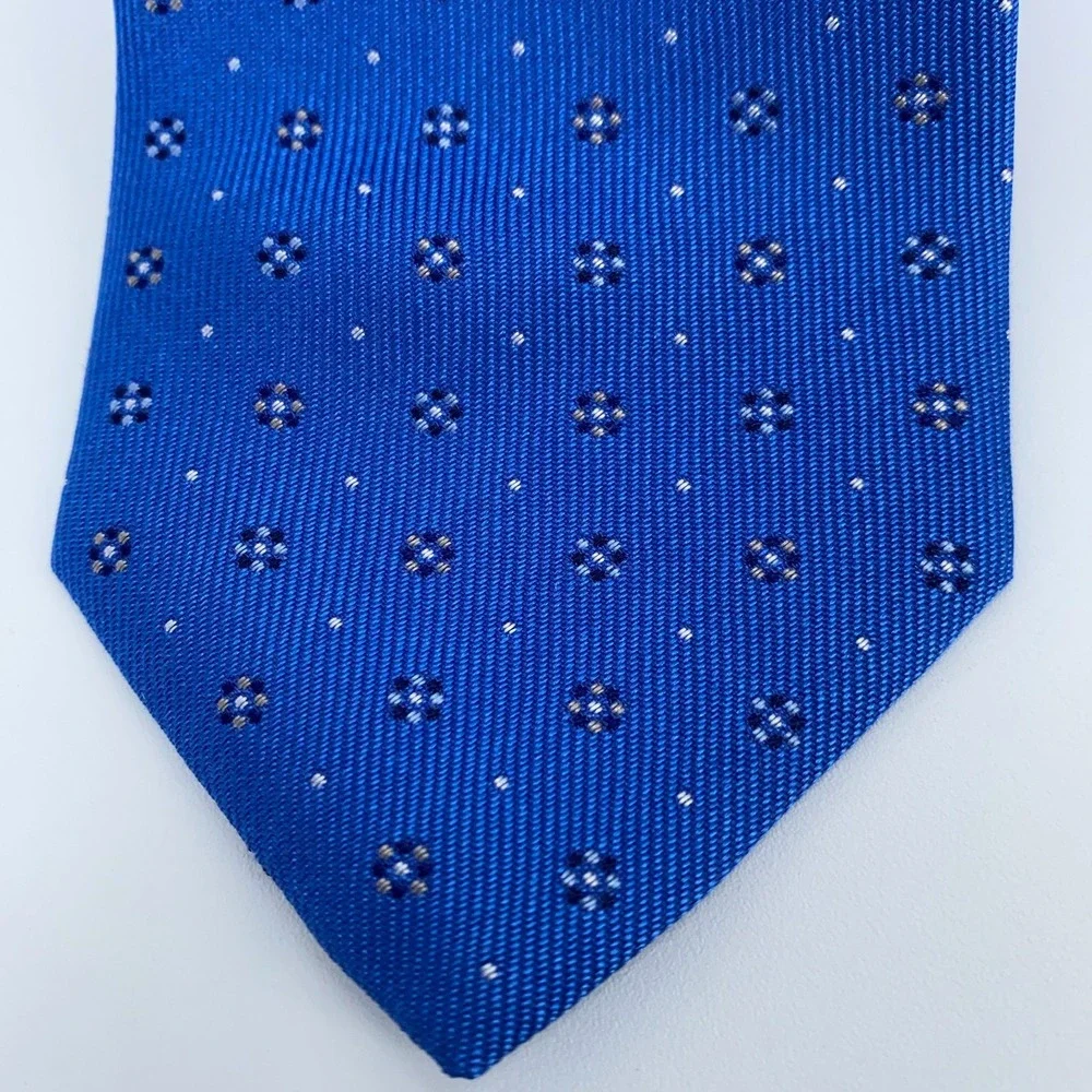Eton Tie Mens One Size Blue Patterned Silk Classic Luxury Necktie England‎ Made